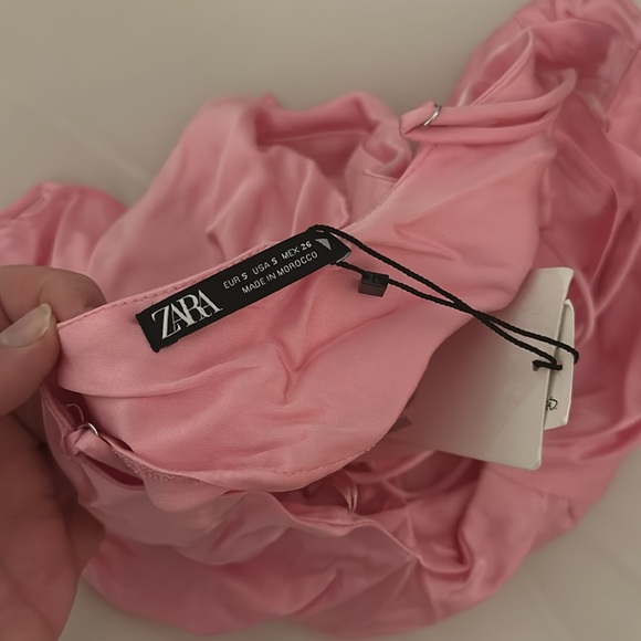 Zara Women’s Satin Spaghetti Strap Cami Tank Top New Pink Size Small - Picture 6 of 10